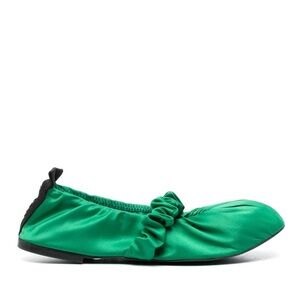 Ganni square toe satin ballerina flats